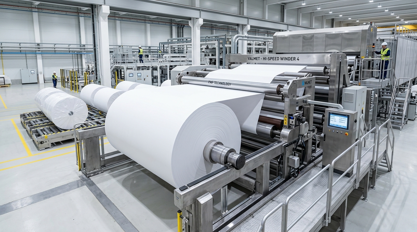 Industrial paper rolls manufacturing and sizing