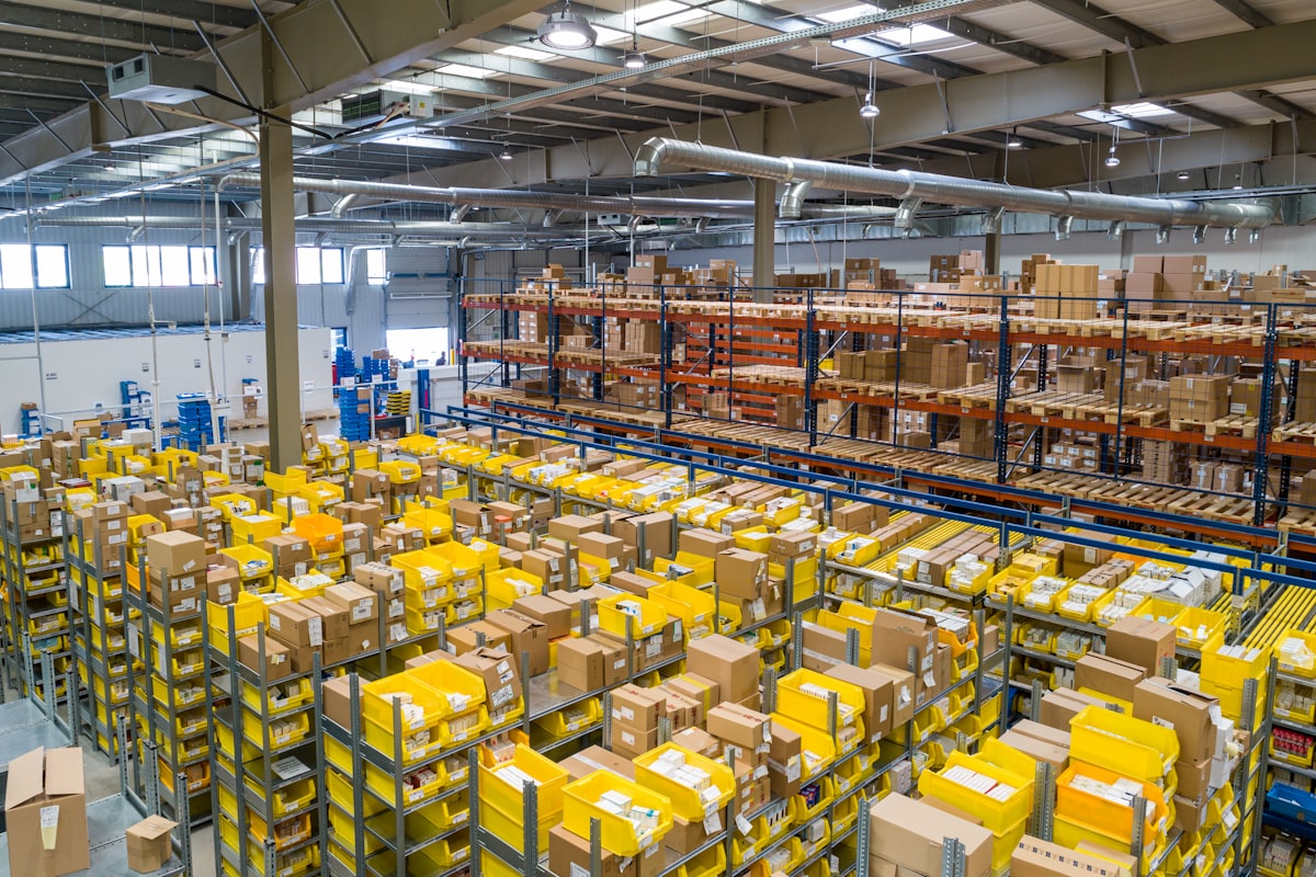 Large Distribution Warehouse with Pallets
